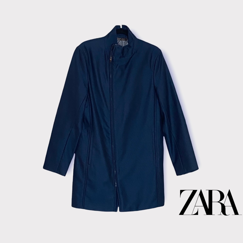 Mens Zara Navy Blue Coat with zipper
